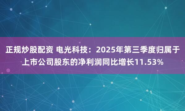 正规炒股配资 电光科技：2025年第三季度归属于上市公司股东的净利润同比增长11.53%